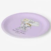 Olifant Hete Luchtballon Paarse Baby shower Papieren Bordje (Gekanteld)
