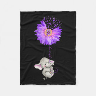 Olifant Hold Paarse Zonnebloem Fibromyalgie Awaren Fleece Deken