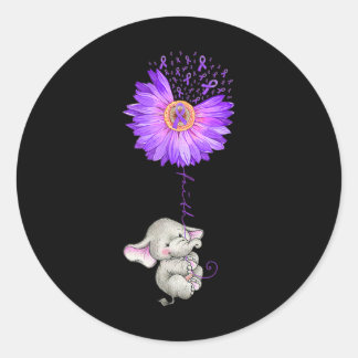 Olifant Hold Paarse Zonnebloem Fibromyalgie Awaren Ronde Sticker