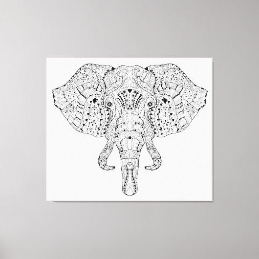 Olifant hoofd doedel schets 6 canvas afdruk (Voorkant)