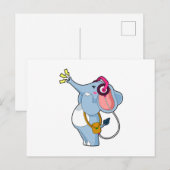 Olifant Hoofdtelefoon Muziek Briefkaart (Voorkant / Achterkant)