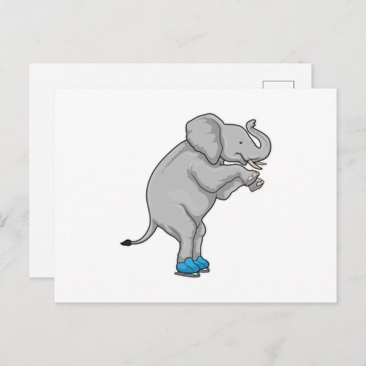 Olifant IJsschaatsen Schaatsen Briefkaart (Voorkant / Achterkant)