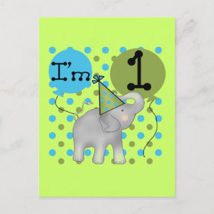 Olifant Ik ben 1 Eerste Verjaardag Tshirts en Gesc Briefkaart