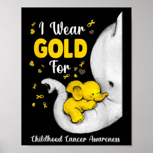 Olifant Ik draag een gouden lint voor kanker bij k Poster