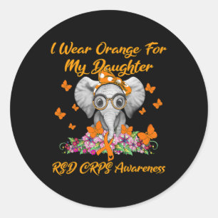 Olifant Ik Draag Sinaasappel voor mijn dochtertje Ronde Sticker