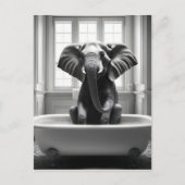 Olifant in bad briefkaart (Voorkant)