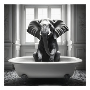 Olifant in bad foto afdruk