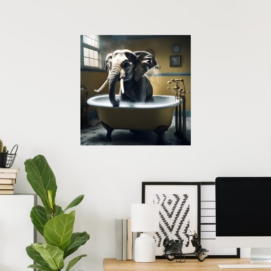 Olifant in bad poster (Thuiskantoor)