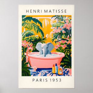 Olifant in badkuip Grappige Poster, Tropische Badk Poster