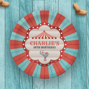 Olifant in Circus Rood & Blauw Patroon Papieren Bordje