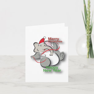 Olifant in de kerstdagen feestdagen kaart