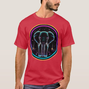 Olifant in de ruimte Wilde Dieren Kosmische Neon G T-shirt