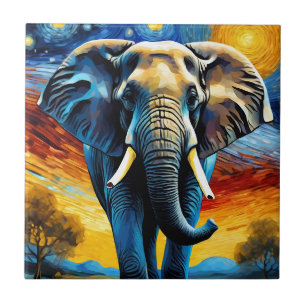 Olifant in de sterrennacht tegeltje