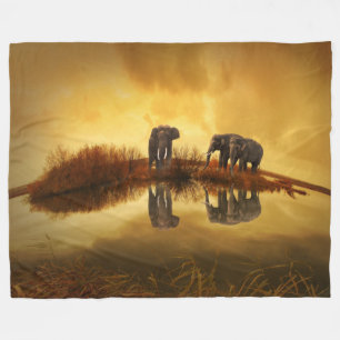 olifant in de zon fleece deken