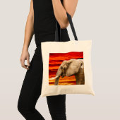 Olifant in de zonsondergang - Canvas tas (Voorkant (product))