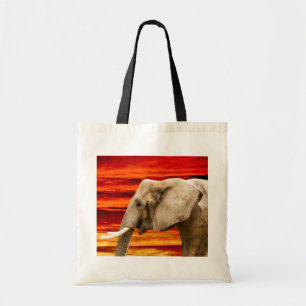 Olifant in de zonsondergang - Canvas tas
