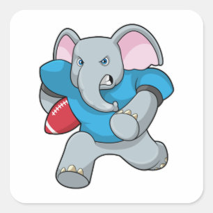 Olifant in Football met apparatuur Vierkante Sticker