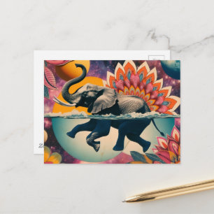 Olifant in het zwembad briefkaart