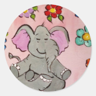 Olifant in meditatie ronde sticker