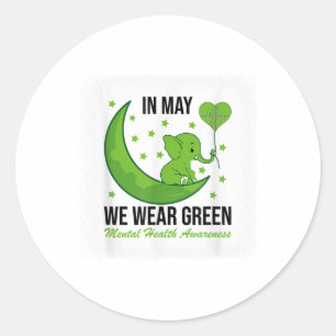 Olifant In mei hebben we groen Draag voor Mental H Ronde Sticker