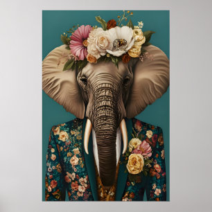 Olifant in Pak Poster, Olifant Portret Poster
