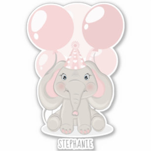Olifant in Verjaardagsfeestje Pet Sticker