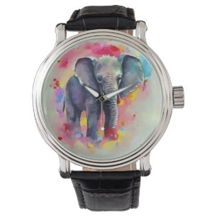 Olifant in Waterverf Horloge