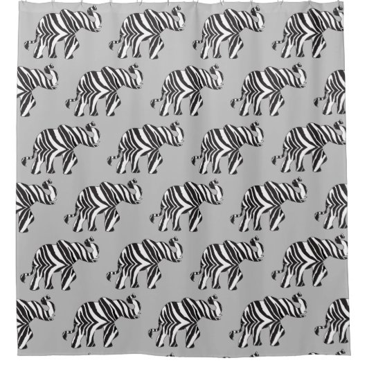 Olifant in Zebra Print Douchegordijn (Voorkant)