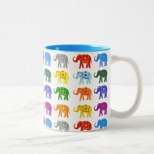 Olifant indiaan gelukkig kleurrijk tweekleurige koffiemok