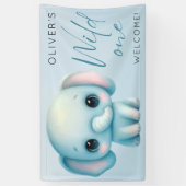 Olifant jongen 1e verjaardag spandoek (Verticaal)