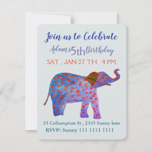 Olifant, jongen verjaardag uitnodiging