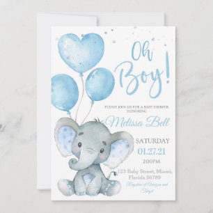 Olifant Jongens Baby Borrel Uitnodiging Olifant Th