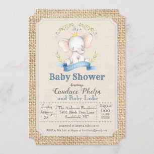 Olifant Jongens Baby Shower Uitnodiging