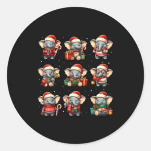 Olifant Kerst Grappige Olifant Liefhebber Pyjama H Ronde Sticker