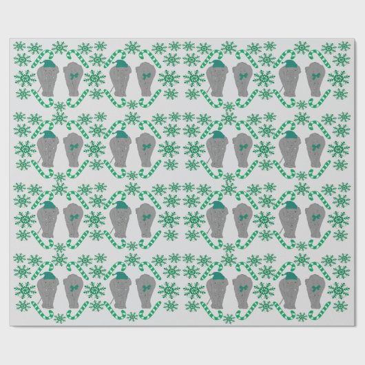 Olifant kerst groen inpakpapier (Vlak)