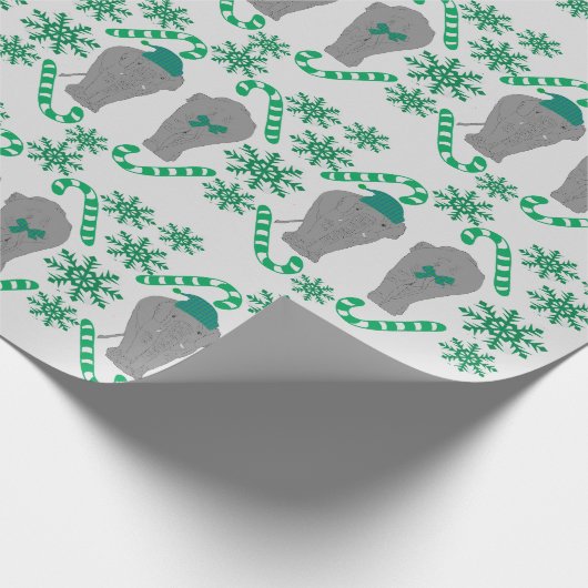 Olifant kerst groen inpakpapier (Hoek)