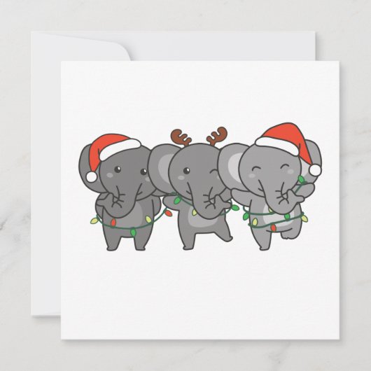 Olifant Kerst Kerst Dieren Schattige Uitnodiging (Voorkant)
