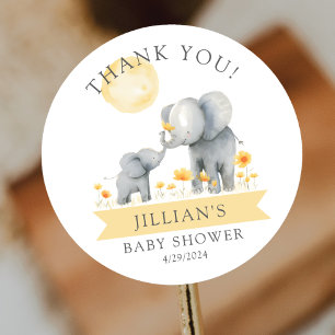 Olifant Kisses Baby shower Dank u Ronde Sticker