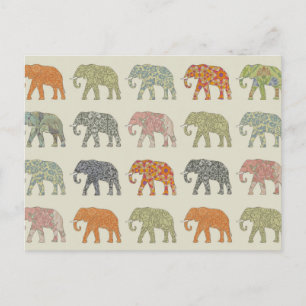 Olifant Kleurrijk Dier Patroon Modern Briefkaart