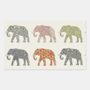 Olifant Kleurrijk Dier Patroon Modern Rechthoekige Sticker