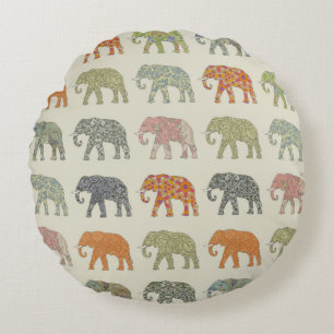 Olifant Kleurrijk Dier Patroon Modern Rond Kussen
