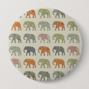 Olifant Kleurrijk Dier Patroon Modern Ronde Button 4,0 Cm