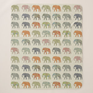 Olifant Kleurrijk Dier Patroon Modern Sherpa Deken