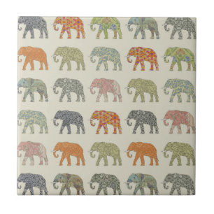 Olifant Kleurrijk Dier Patroon Modern Tegeltje