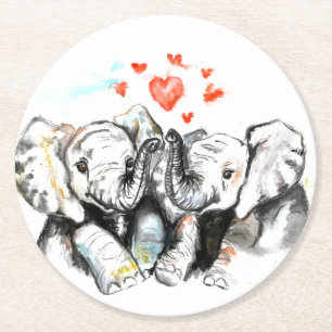 Olifant Koppel Papier Onderzetter - Liefde - Water