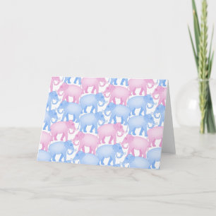 Olifant kudde in roze en blauw kaart