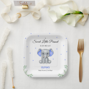 Olifant lief klein pinda jongen Baby shower Papieren Bordje
