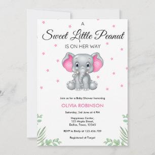Olifant lief klein pinda meisje Baby shower Kaart