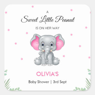 Olifant lief klein pinda meisje Baby shower Vierkante Sticker