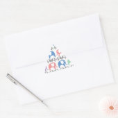 Olifant Liefde Zacht Pastel Patroon met harten Driehoek Sticker (Envelop)